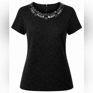 ST JOHN COUTURE HAND BEADED TOP SIZE MEDIUM